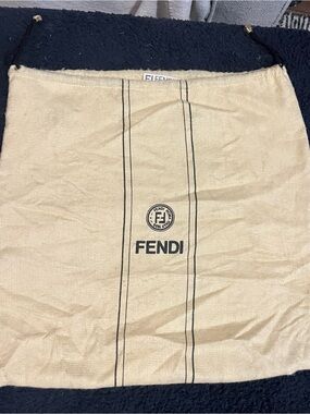Fendi Cream Skirt Dust Bag with Black Logo